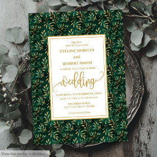 Invitación a la boda de oro esmeralda moderno
