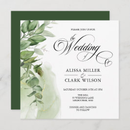 Invitación a la Boda de Oro Eucalyptus Greenery