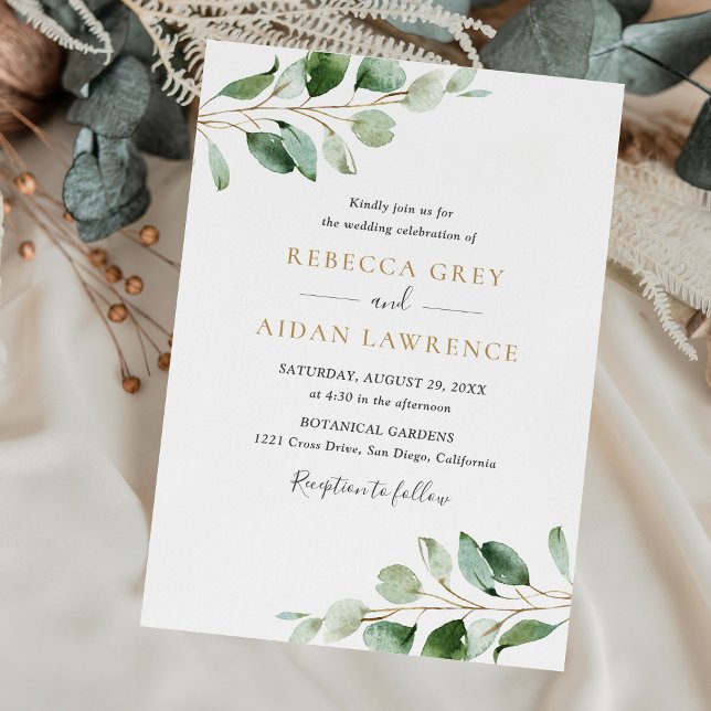 Invitación a la Boda de Oro Eucalyptus Greenery Si (Subido por el creador)