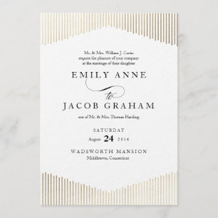 Invitación a la boda de oro Faux Relieve metalizad