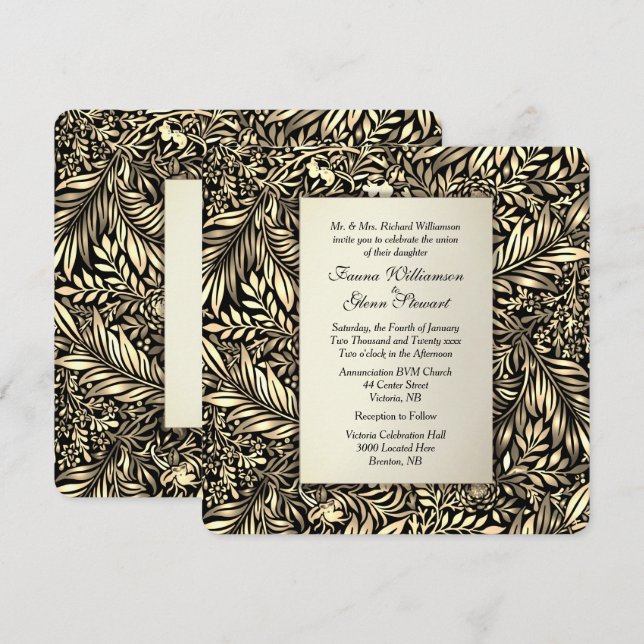 Invitación a la Boda de Oro Flora y Fauna (Anverso / Reverso)