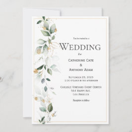Invitación a la Boda de Oro Floral Eucalyptus Gree