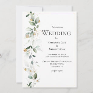 Invitación a la Boda de Oro Floral Eucalyptus Gree