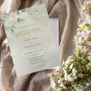 Invitación a la Boda de Oro Floral Verde