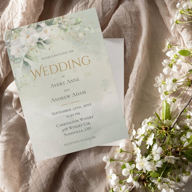 Invitación a la Boda de Oro Floral Verde (Subido por el creador)