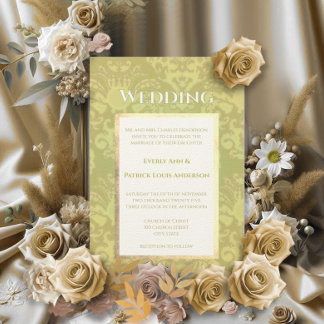 Invitación a la boda de oro Glitz Damask