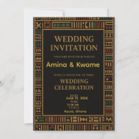 Invitación a la Boda de Oro Kente Africana
