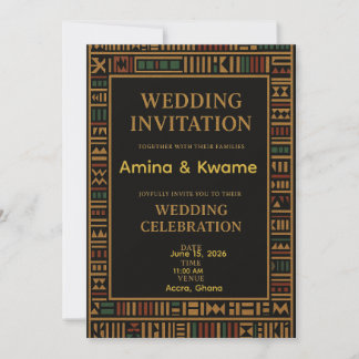 Invitación a la Boda de Oro Kente Africana
