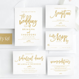 Invitación a la Boda de Oro Leída con Mano de moda