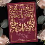 Invitación a la Boda de Oro Medieval Roja<br><div class="desc">Establece el tono de tu boda medieval de fantasía con un diseño de invitación audaz —una gran espada de oro rodeada de flores contra un fondo rojo. Perfecto para parejas que sueñan con una celebración épica y romántica. ¡Haz que tu historia de amor sea legendaria a primera vista! NOTA: el...</div>