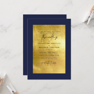Invitación a la Boda de Oro Metálica y Marina Mode