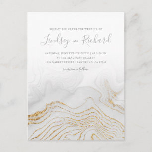 Invitación a la boda de oro Purpurina Marble y esc