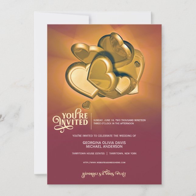 Invitación a la boda de oro radiante (Anverso)