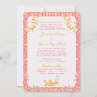 Invitación a la Boda de Oro Rosa Floral de Rococo