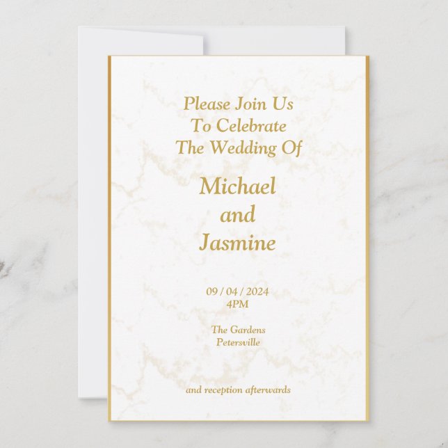 Invitación a la boda de oro simple (Anverso)