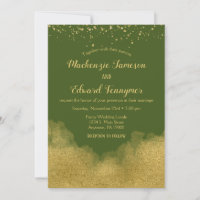 Invitación a la Boda de Oro Verde en Olivo Elegant