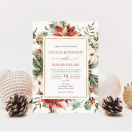 Invitación a la Boda de Oro Verde Rojo y navidades