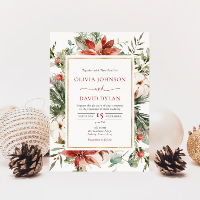 Invitación a la Boda de Oro Verde Rojo y navidades (Subido por el creador)