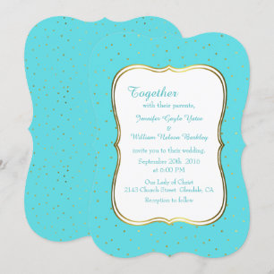 Invitación a la Boda de Oro y Azul de Huevo de Rob
