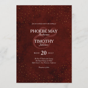 Invitación a la boda de oro y borgoña