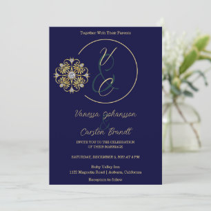 Invitación a la boda de oro y diamantes