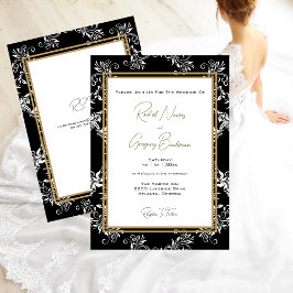 Invitación a la boda de oro y negro