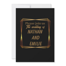 Invitación a la boda de oro y negro
