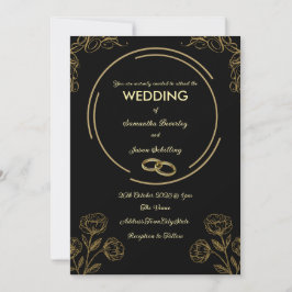 Invitación a la boda de oro y negro