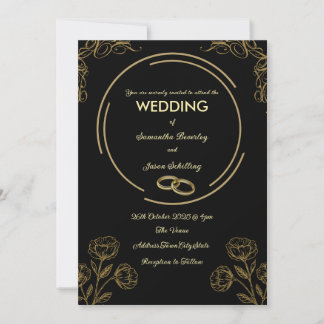 Invitación a la boda de oro y negro