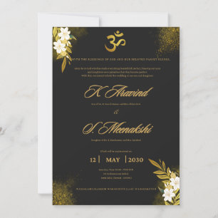 Invitación a la boda de oro y negro Moderno y el