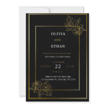 Invitación a la Boda de Oro y Negro Premium