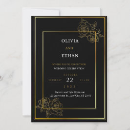 Invitación a la Boda de Oro y Negro Premium