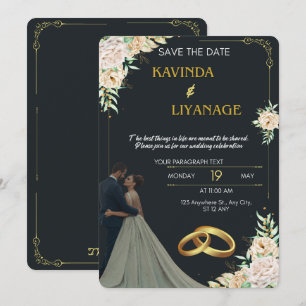 Invitación a la Boda de Oro y Negro Premium