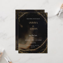 Invitación a la Boda de Oro y Negro Premium