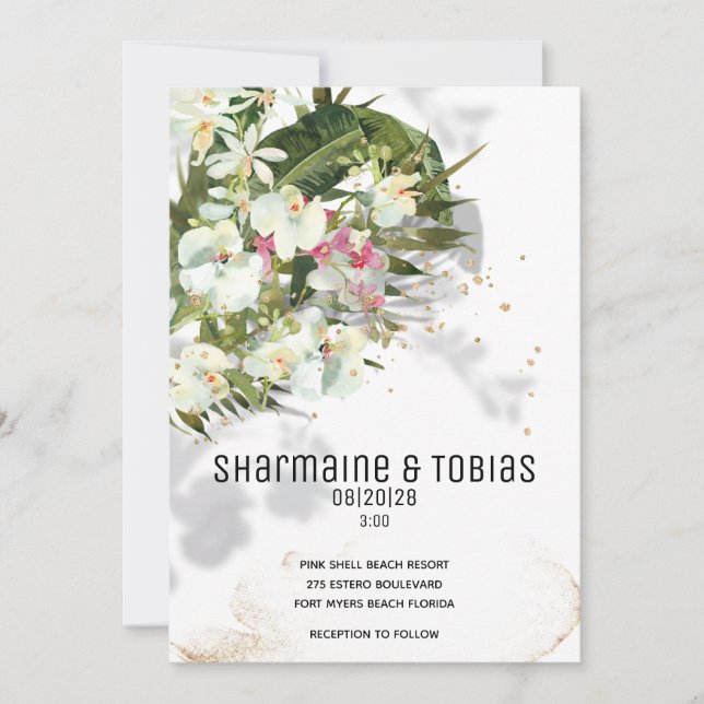 Invitación a la boda de Orquídeas Blancas (Anverso)