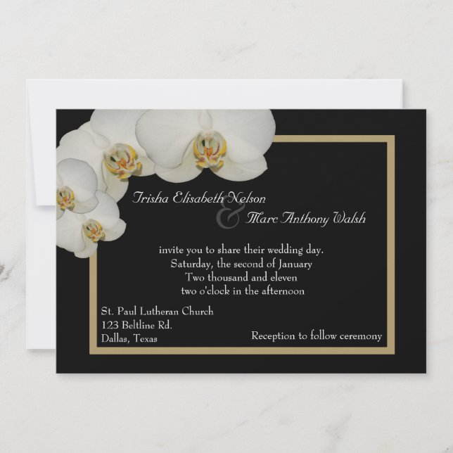Invitación a la boda de orquídeas blancas (Anverso)