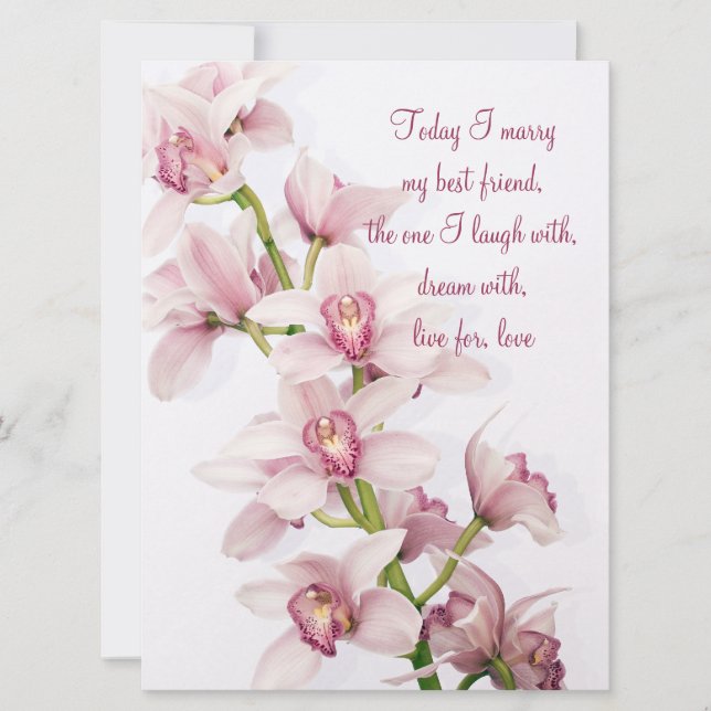 Invitación a la boda de orquídeas de cimbidio rosa (Anverso)