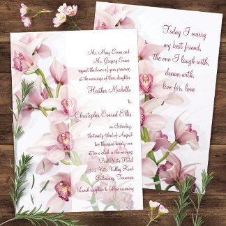 Invitación a la boda de orquídeas de cimbidio rosa