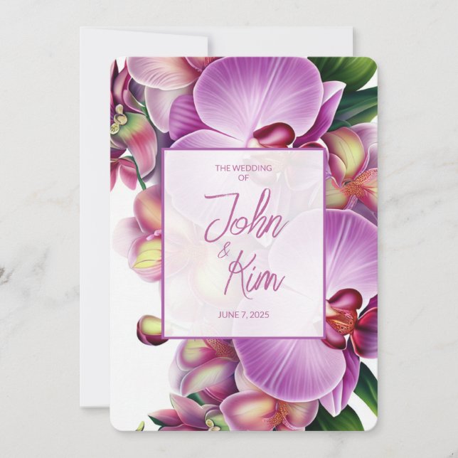 Invitación a la boda de orquídeas florales (Anverso)