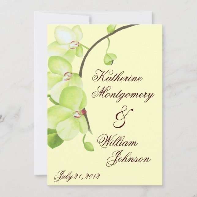 Invitación a la boda de orquídeas verdes (Anverso)