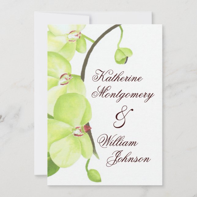 Invitación a la boda de orquídeas verdes (Anverso)