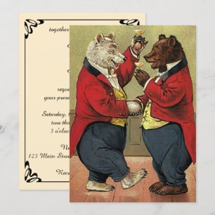 Invitación a la boda de osos de baile victorianos 