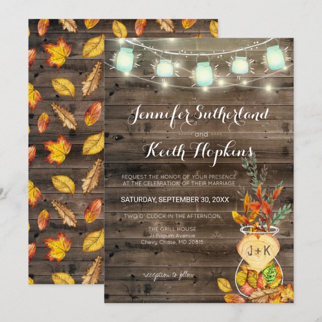 Invitación a la boda de otoño (Anverso / Reverso)
