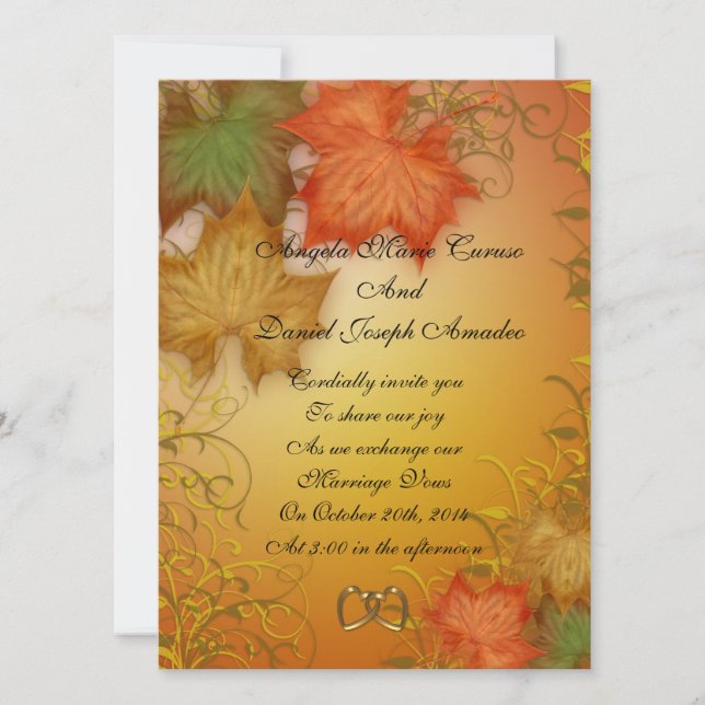 Invitación a la boda de otoño (Anverso)