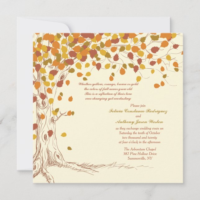Invitación a la boda de otoño (Anverso)