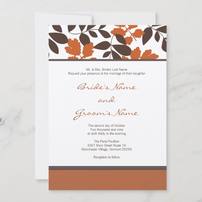 Invitación a la boda de otoño (Anverso)