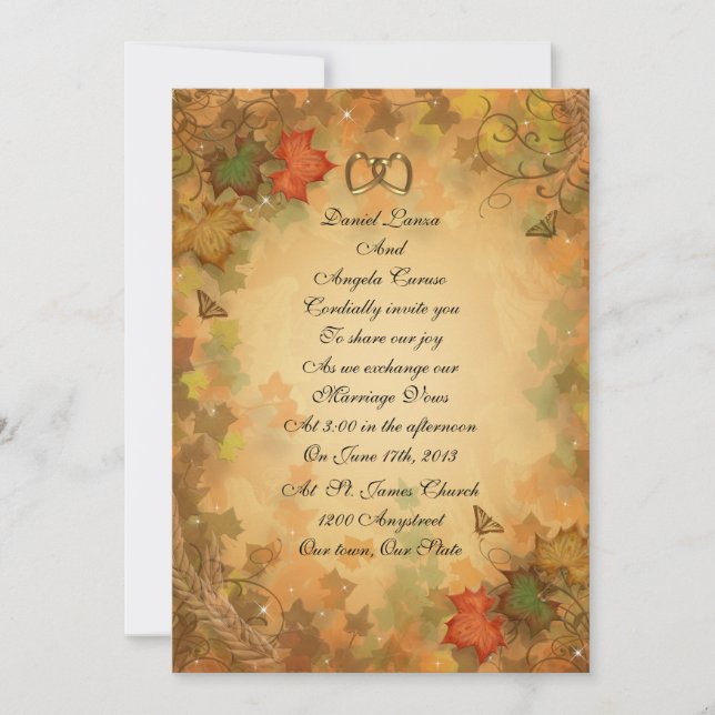 Invitación a la boda de otoño (Anverso)