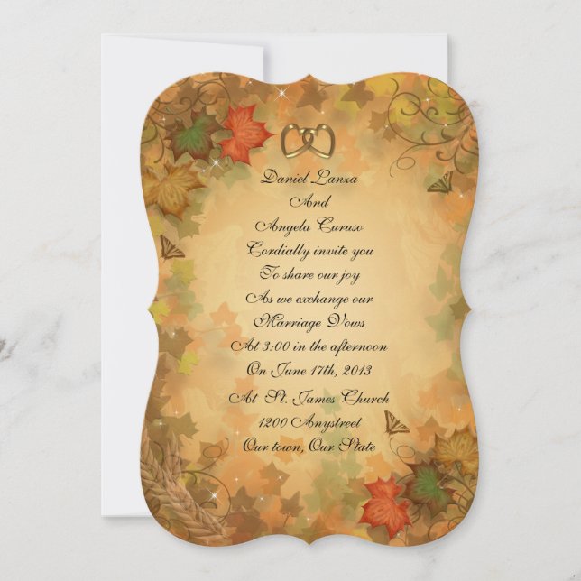 Invitación a la boda de otoño (Anverso)
