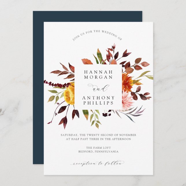 Invitación a la boda de otoño (Anverso / Reverso)
