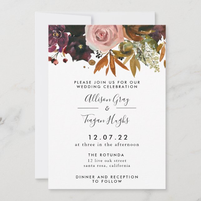 Invitación a la boda de otoño (Anverso)